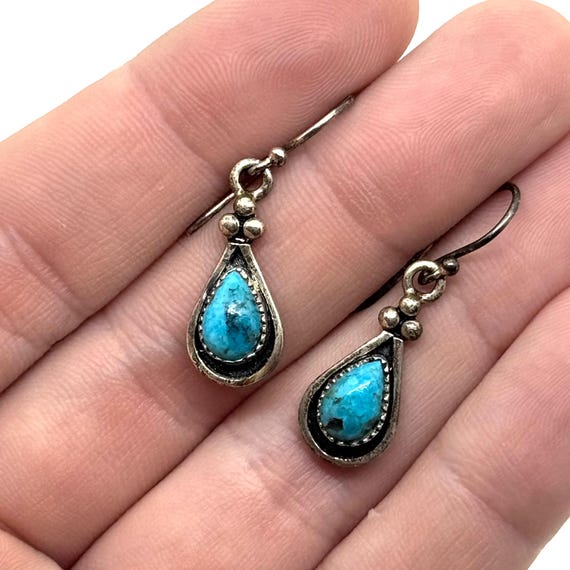 Vintage Sterling Silver Turquoise NK Signed South… - image 5
