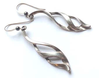 Vintage Sterling Silver Swirl Modern Whimsy Earrings