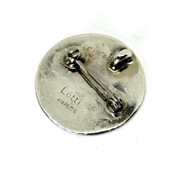 Vintage Sterling Silver Lotti Zuni Gemstone Inlaid Southwestern Cardinal Pin Pendant View 3