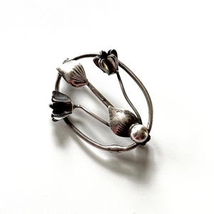 Vintage Sterling Silver Flowers Bloom Thin Pin