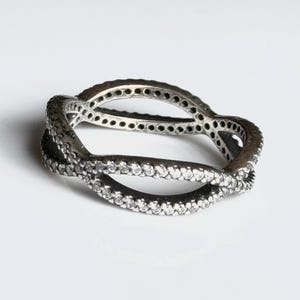 Vintage Sterling Silver Pandora ALE Crossing Paths Ring Size 54