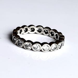 Vintage Sterling Silver Pandora ALE Eternity CZ Band Size 54