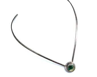 Vintage Sterling Silver Mexico Taxco Style Cuff Flower Necklace