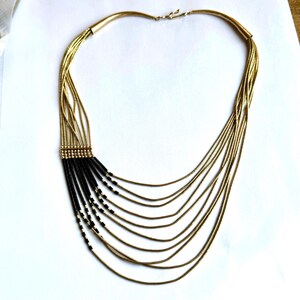 Vintage Gold Filled Liquid Bead Onyx Southwestern Necklace
