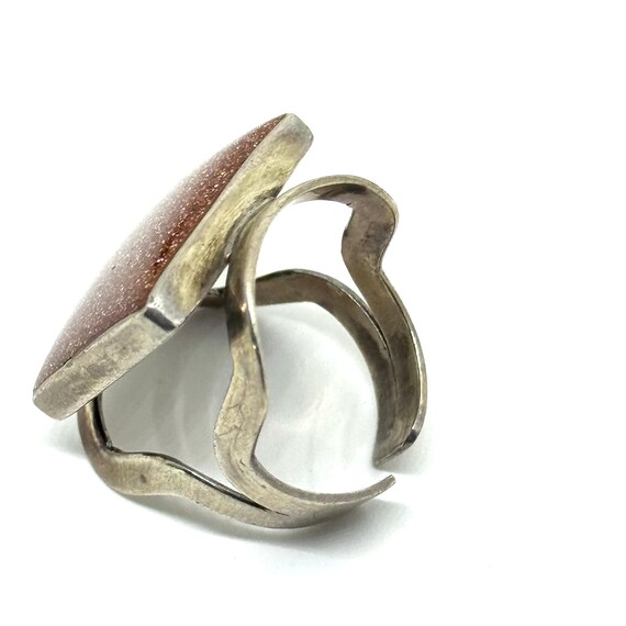 Vintage 950 Silver Large Statement Goldstone Mode… - image 7