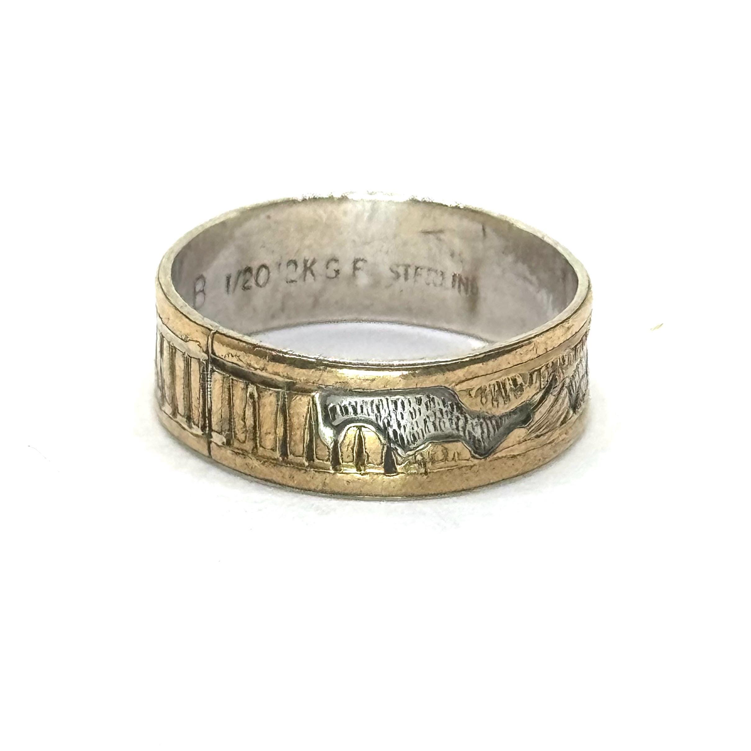Vintage Sterling Silver B Native American 12K GF Storyteller Band