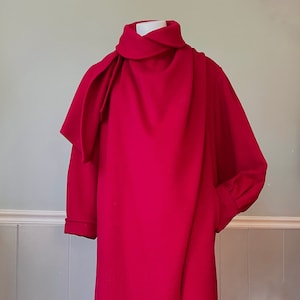 Roter Wollmantel, Schalmantel, Scoat, Wickelmantel, roter Wollmelone, One Size, lang, Vintage 80er Jahre, Rutland Inc, New York Paris London
