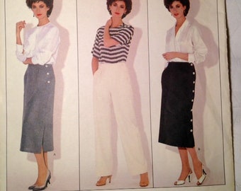 Vogue 1127 Calvin Klein straight skirt pants side buttoned yoke waist American Designer Original free shipping USA vintage 70s size 6 8 10