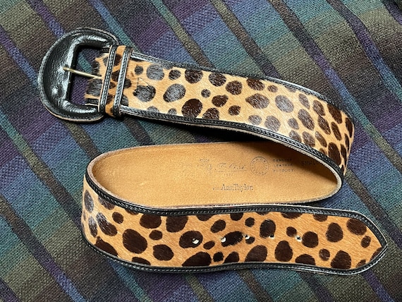 Faux leopard calfskin belt, size S XS 29”, Felisi… - image 1