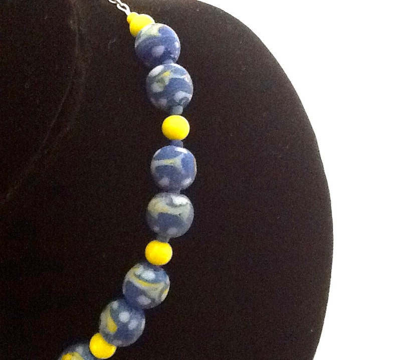 Vintage African trade beads NOS Japanese cadmium yellow bead necklace vintage Crown Derby porcelain refashioned vintage jewelry