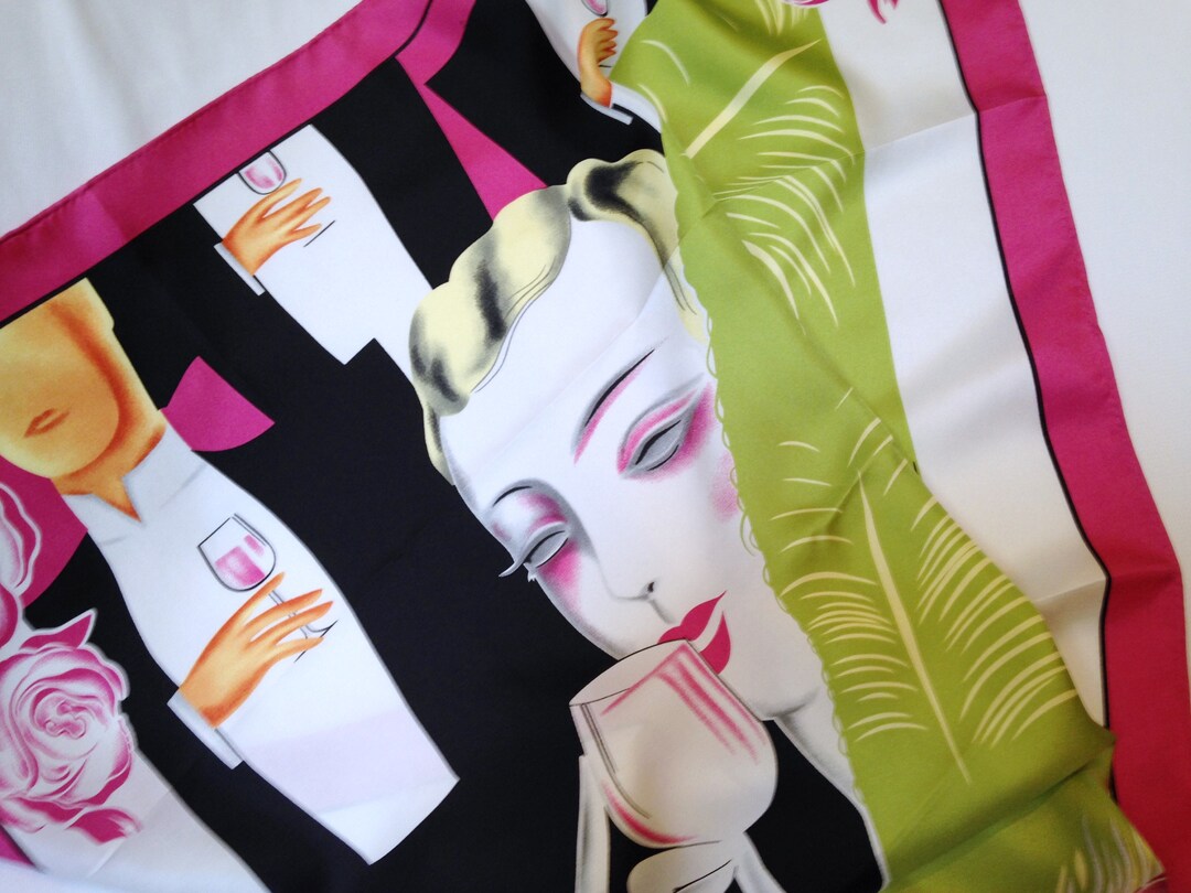 A C Canova Art Deco Silk Scarf for Chateau Kirwan Margaux Wine Night ...