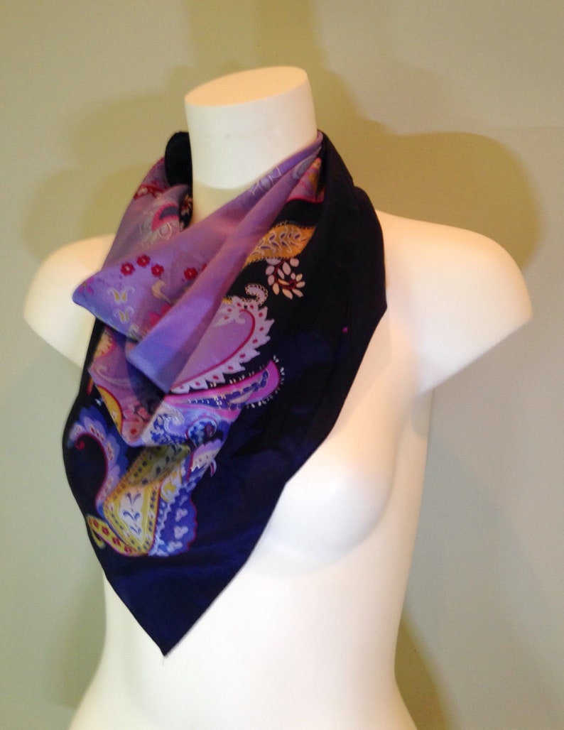 Elaine Gold Vintage Silk Scarf Shades of Blue-violet in a - Etsy