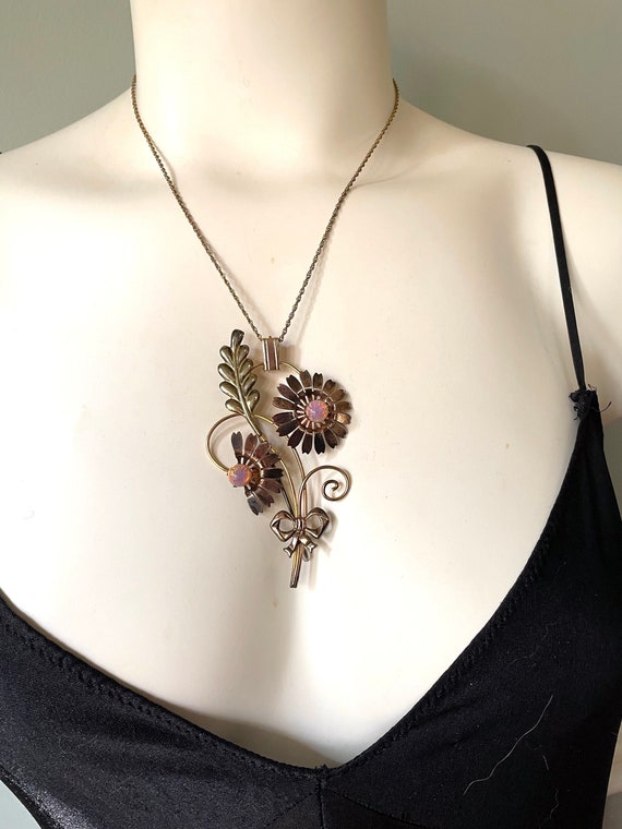 Van Dell floral brooch & pendant necklace, signed 