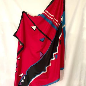 Ginnie Johansen red silk scarf wrap 1980s vintage 40 inches free shipping USA