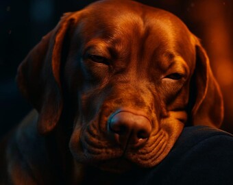 Vizsla Hund • Dramatische Haustier Illustration • Digitaler Download Wand-Dekor