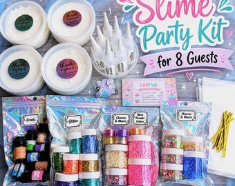 Slime Bar Party Kit for 8 Guests | Custom Charms, Scents, Mix-Ins Included