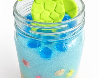 Kit per slime con argilla oceanica / Slime trasparente effetto sabbia da spiaggia / Tema vita marina / Giocattolo sensoriale da 283 g
