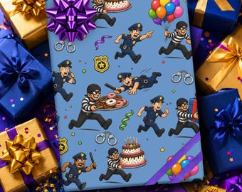 Police Wrapping Paper, Funny Wrapping Paper, Police Officer Gift, Police Academy Gifts, Funny Police Gifts, Police Chief Gift, Sheriff Gift