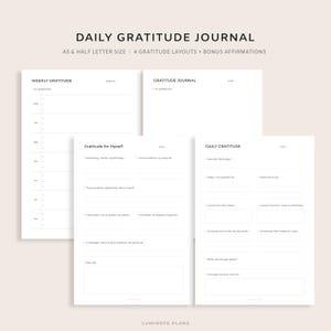 Daily Gratitude Journal Printable | Self-Reflection Prompts | Daily Reflection (A5/Half Letter PDF)