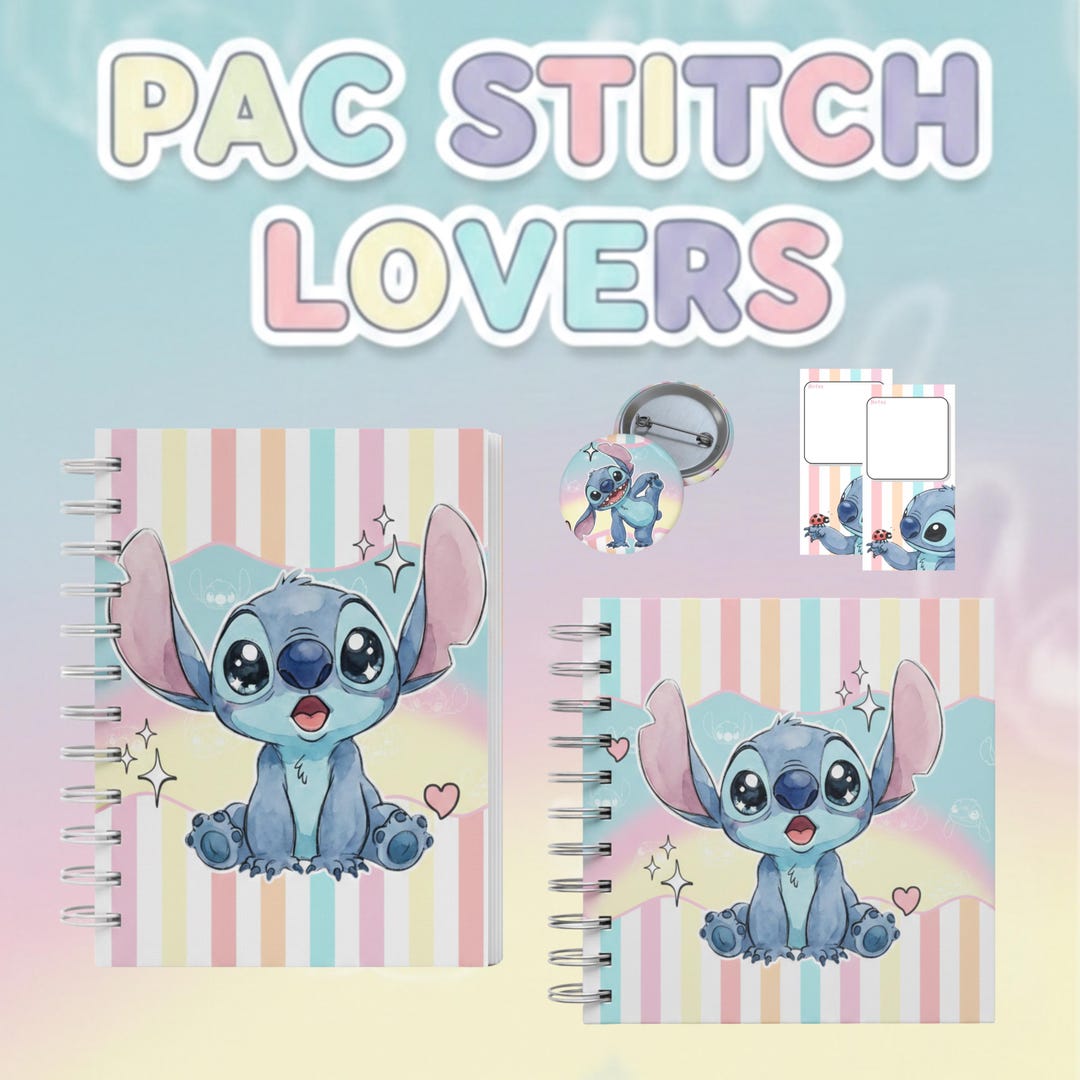 Custom Stitch Notepad Stitch Lovers Bundle | Planner + Notebook + Notepad + Button | Cute ...