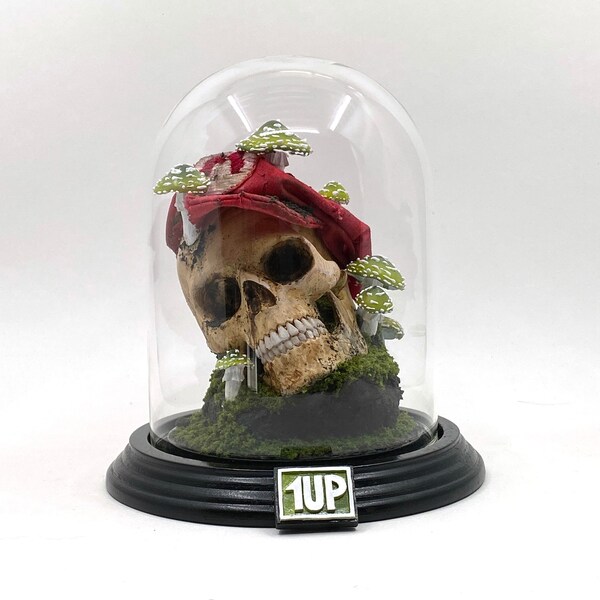 Skull Mario - 1UP Mushroom Scene in Glazen Cloche