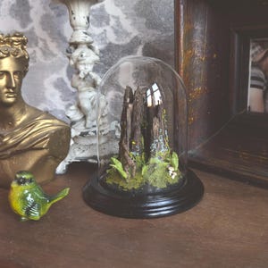 Handmade Forest Scene in Glass Cloche