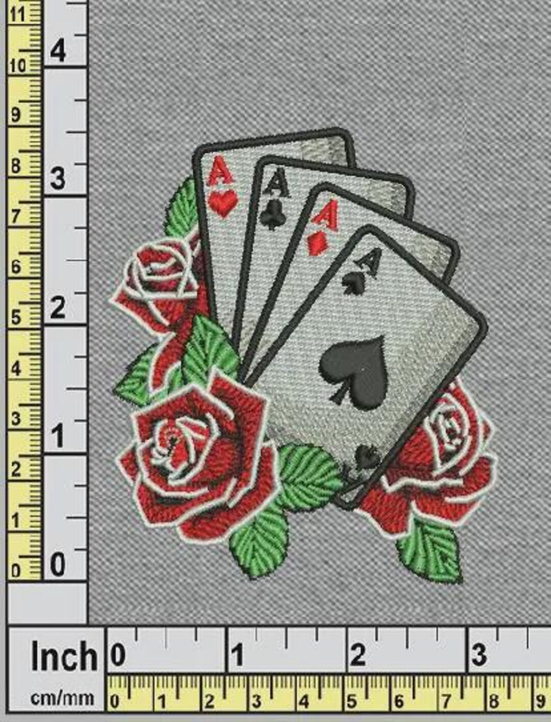 Playing Cards and Roses Embroidery Pattern | Casino & Game Night Design ...