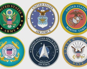 6 US Military Logos Digital Files – Army, Navy, Air Force, Marine Corps, Coast Guard, Space Force – High-Resolution Vector Files - Download