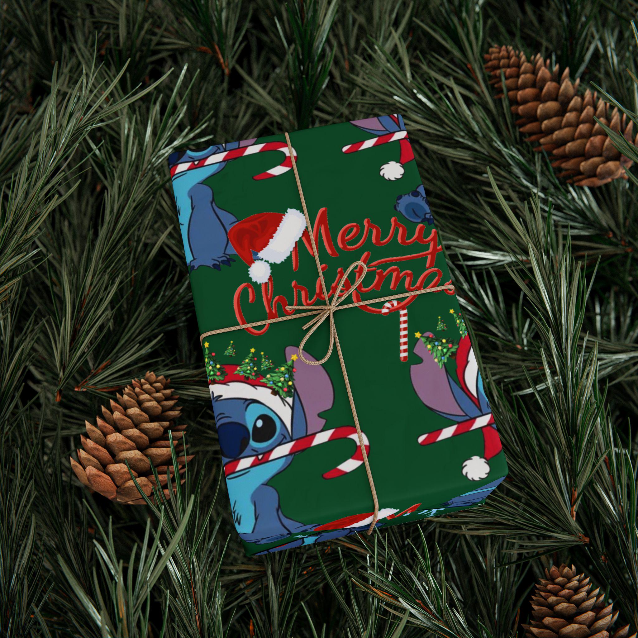 Discover Lilo and stitch Candy Cane Wrapping Paper | Christmas Gift Wrap