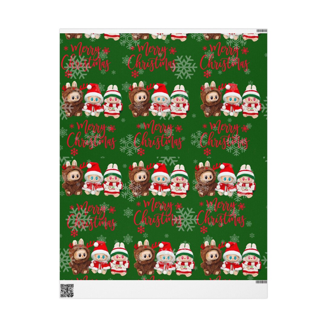 Labubu Wrapping Labubu Christmas Snowman and Reindeer Pattern Wrapping Paper | Holiday ...