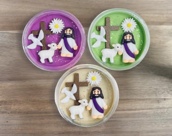 Resurrection Easter Play Dough Sensory Jar Religious Gift Birthday Party Favor Boy Girl Basket Stuffer Christian Jesus Easter Playdoh Kit