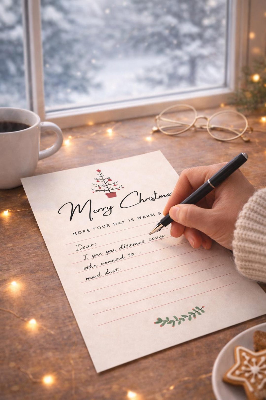 Christmas Letter Writing Paper Printable | A4 Size | Cozy Holiday ...