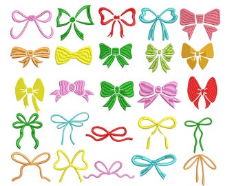 Colección de diseños de bordado de lazos, patrones de lazos clásicos, adorable paquete de lazos bordados, creaciones de lazos con lazos, bordado de lazos sencillo