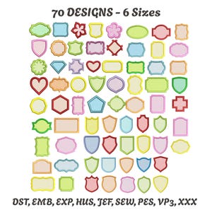 70 Applique Shapes Machine Embroidery Designs, Applique Frames Design, Applique Monogram Frames, Frames Applique, Applique Bundle of Shapes
