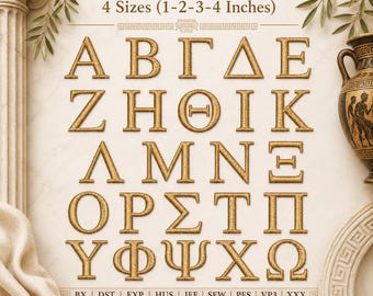 Greek Letters Machine Embroidery Font, Sorority Embroidery Alphabet, BX Font, 4 Sizes, Sigma Gamma Rho, Zeta Phi Beta, Delta Sigma Theta