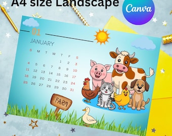 Calendario stampabile 2026 per bambini / Planner mensile educativo (PDF)