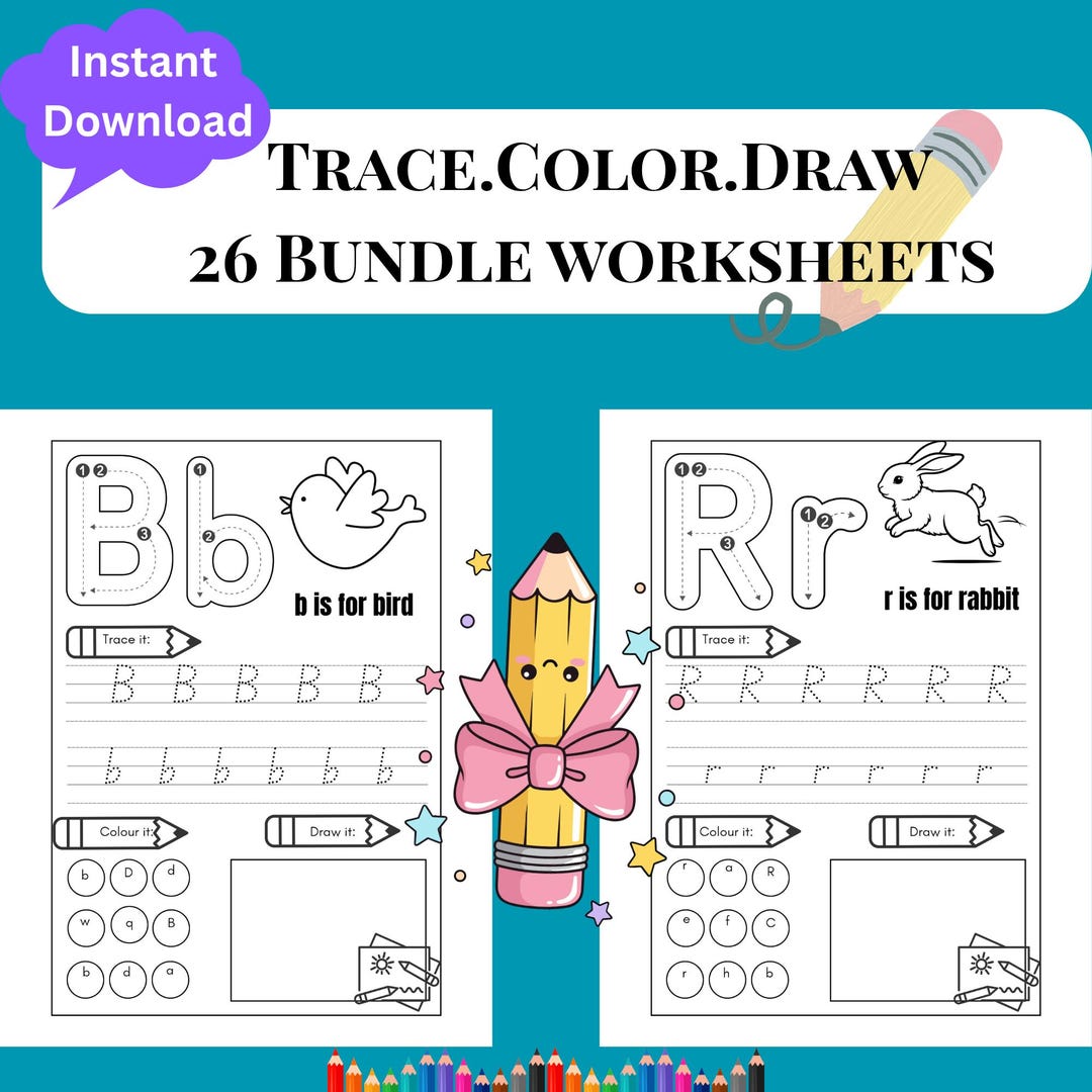 Alphabet Tracing Coloring Worksheets | A to Z Printable Preschool ...