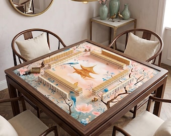 Mahjong Mat Chinoiserie Style, Colorful Mahjong Gift Mat, Pastel Game Mat, American Mahjong Accessories, Mahj Table Mat, Mahjong Tile Mat