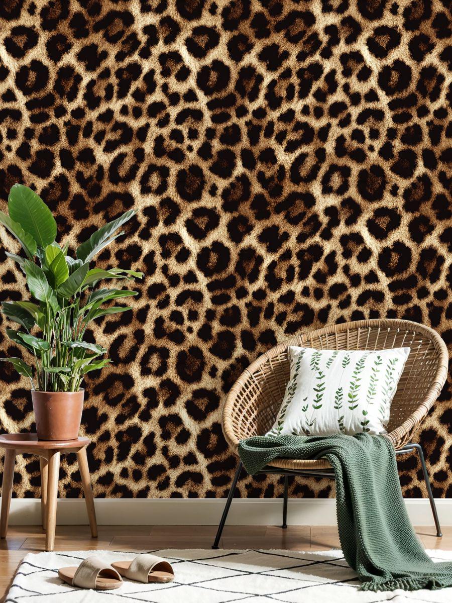 Elegant Leopard Print Wallpaper Peel and Stick Wall Mural Cheetah Skin ...