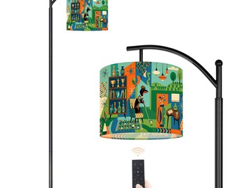 Mid-Century Modern Floor Lamp, Golfing Dachshund Lamp, Dog Lover Gift, Funky Retro Arc Lamp, Living Room Reading Light, Maximalist Decor
