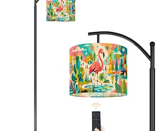 Tropical Flamingo Floor Lamp, Mid-Century Modern Arc Lamp, Living Room Lighting, Maximalist Home Decor, Housewarming Gift for Her
