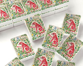 Preppy Chinoiserie Tiger Mahjong Tile Set, Pink Floral Mahjong Tiles, Acrylic American Mahjong Set, Luxury Custom Mahjong Gift