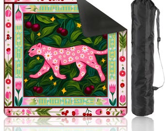 Tapis de mahjong guépard rose preppy avec sac de rangement Tapis de table de jeu en mosaïque léopard, cadeau pour les joueurs ou les hôtes