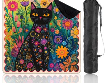 Cute Funny Cat Mahjong Mat Mah Jong Table Mat with Carrying Bag for Mahjong, Poker, Board Games, Dominoes, Non-Slip and Noise Reduction
