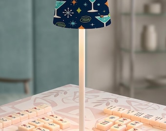 Mid Century Cocktail Table Lamp, Cordless Rechargeable LED Night Light, Retro Desk Lamp for Mah Jong, Unique Mahjong Decor Gift