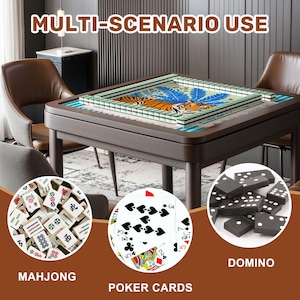Tapete de Mahjong Preppy Chinoiserie Tiger con bolsa de transporte, cubierta de mesa a rayas, perfecto para póquer, cartas, juegos de mesa y fichas, regalo para jugadores imagen 8