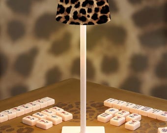 Leopard Print Mahjong Table Lamp Cordless LED Rechargeable Game Night Lighting Chic Mahjong Decor Gift for Hostess or Players