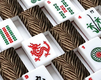 Handmade Zebra Leopard Print Resin Mahjong Tiles for American Mahjong, Travel Mahjong, Luxury Mahjong Gift