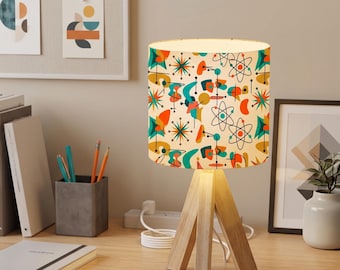 Mid Century Modern Tripod Table Lamp, 16 Color RGB Desk Lamp with Remote, Retro Atomic Age Nightstand Lamp for Dorm, Bedroom, Nursery