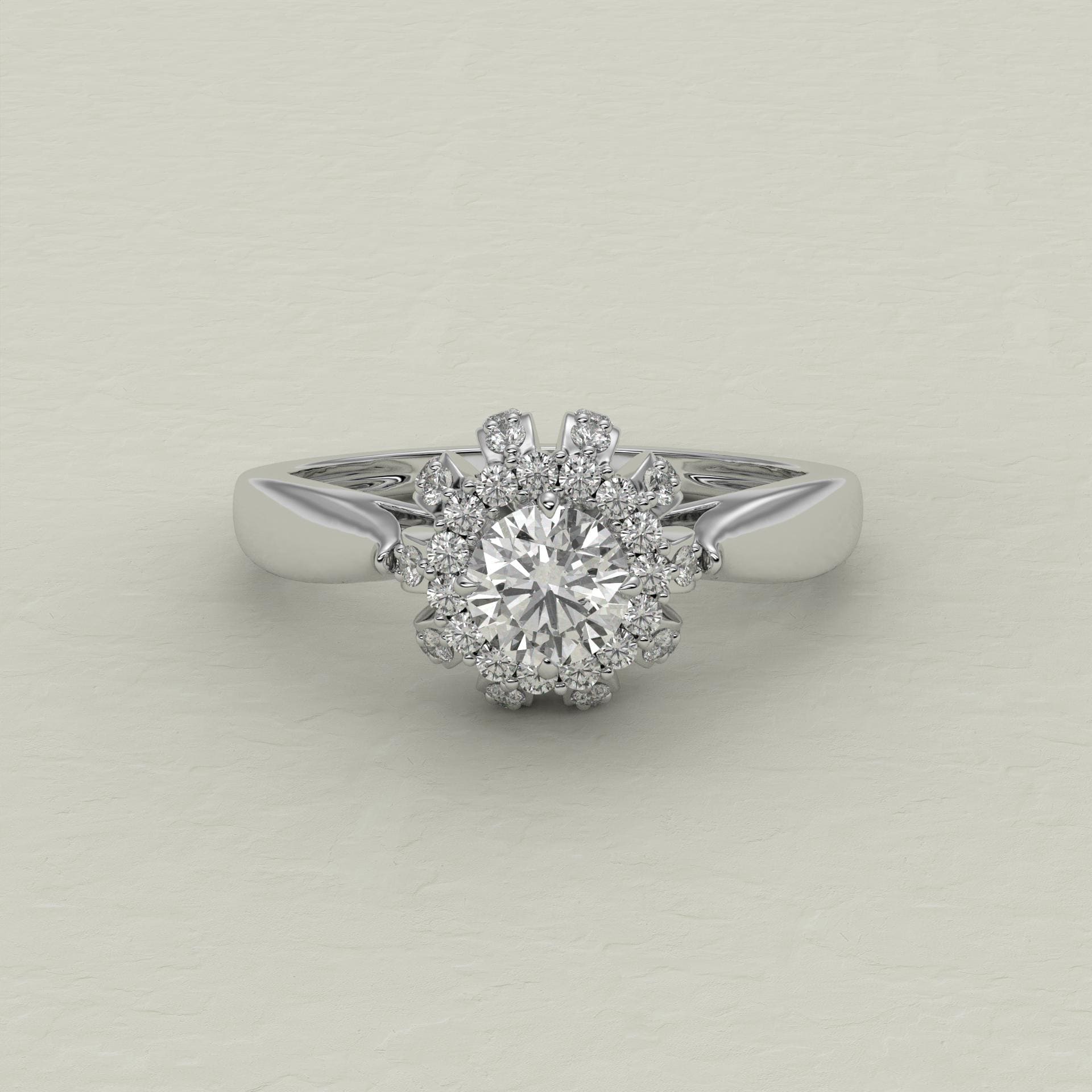 1 Carat Round Floral Halo Ring